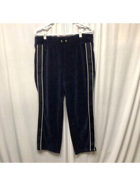 Lauren Ralph Lauren Velour Track Pants Womens Size Small Navy Athleisure Comfy